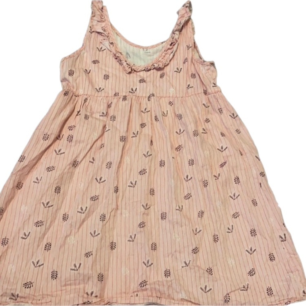 Girls pink dress w/ leaves design,tag indicates XL 💖